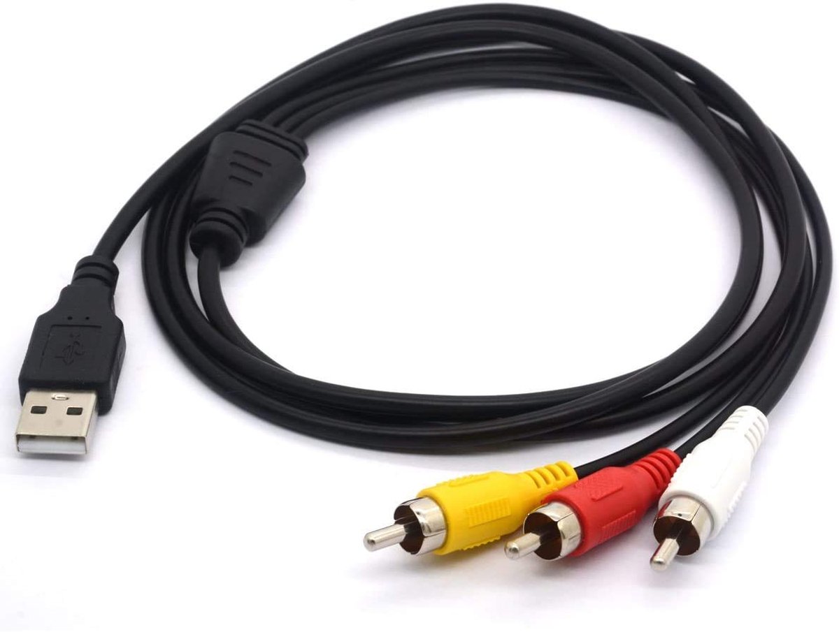 USB to 3RCA Cable, USB Male to 3 RCA Male Splitter Lead Camcorder Audio Video AV Composite Adapter Extension Code for - ShopVlot