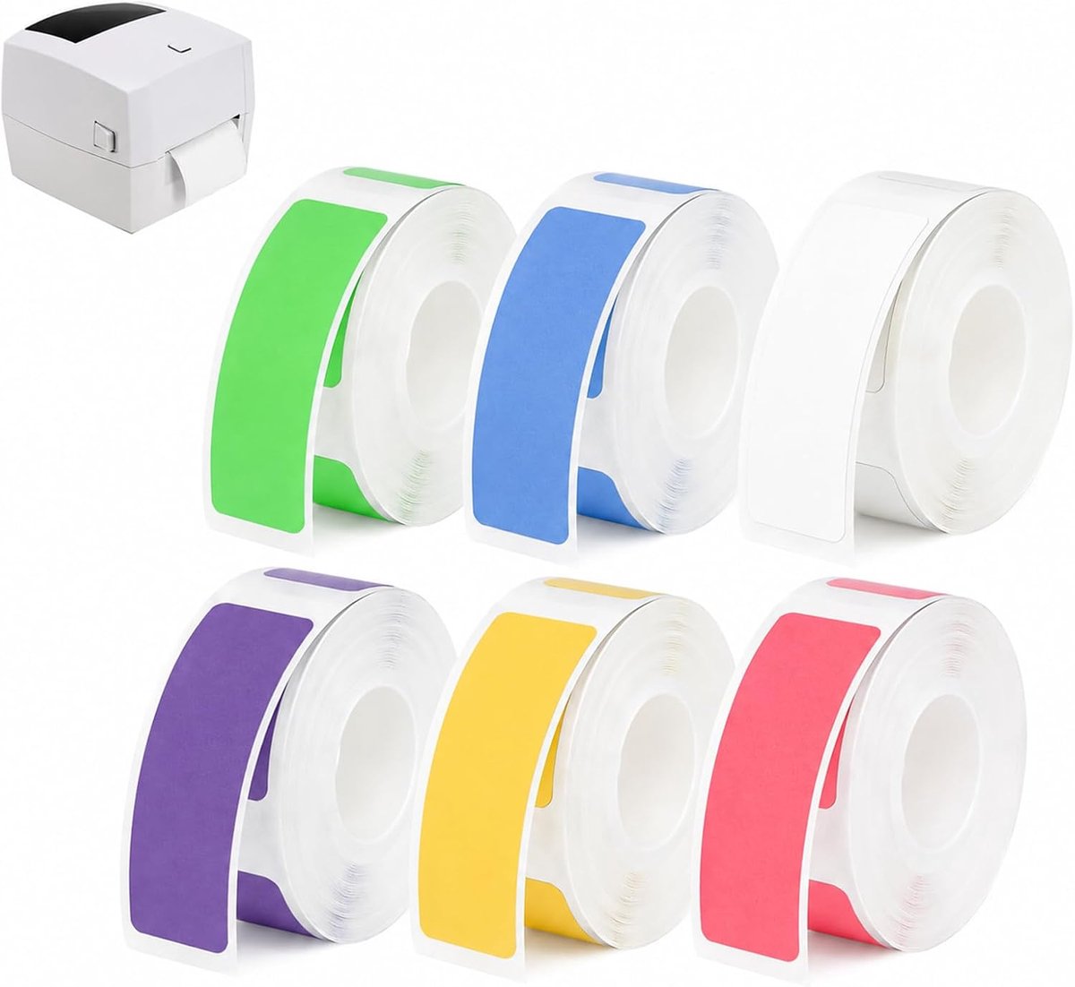 6 rollen vervangende labeltape, 12 x 40 mm, zelfklevend, 960 vellen, zelfklevend, waterdicht, geschikt voor gebruik - ShopVlot