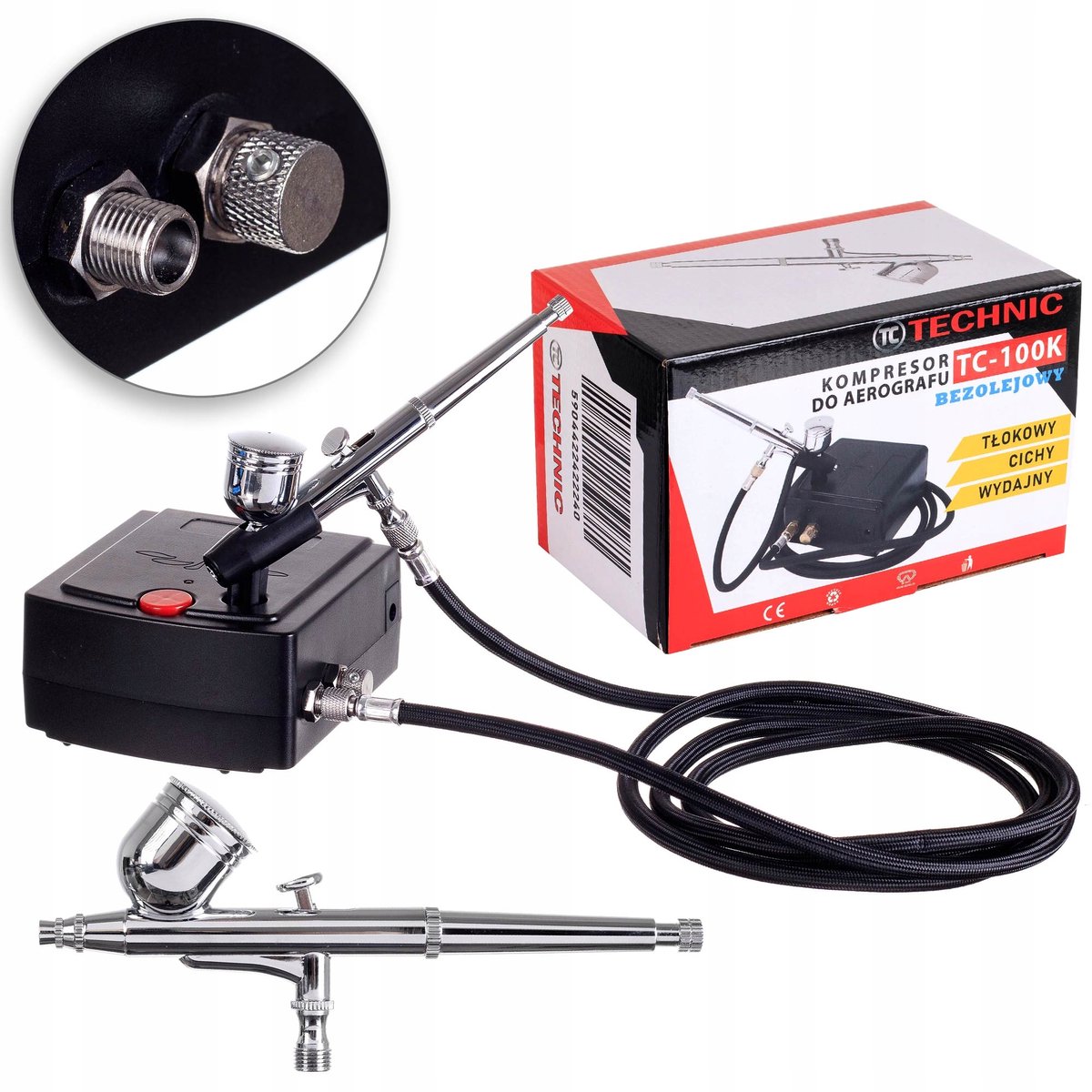Stille Mini Compressor voor Airbrush met Slang & Regeling