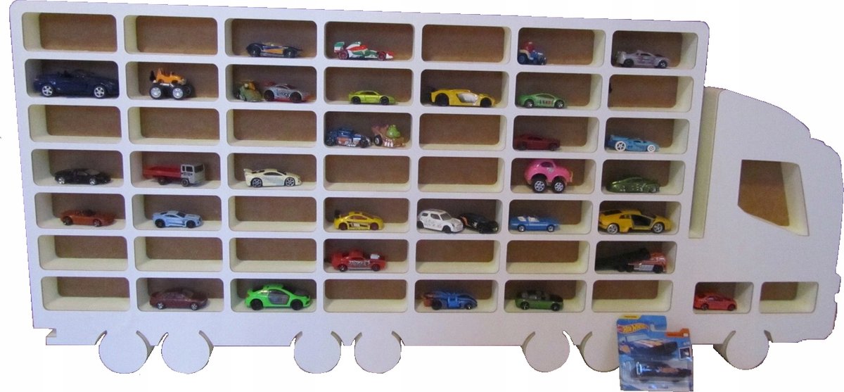 Grote Speelgoedauto Rek voor 51 Hot Wheels - Wit