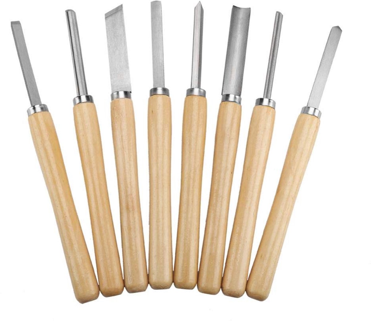Tornio in legno Set tornitura, 8pz Tornio a scalpello Set tornitura Gebruiksvoorwerpen per legno Sgorbio inclinazione Partimento