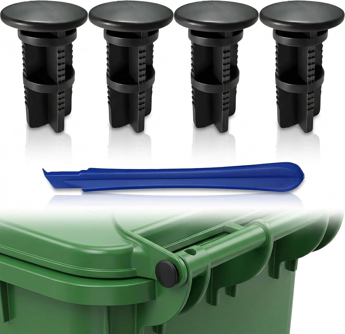 4 stuks scharnierpennen voor vuilniscontainerdeksel, vuilniscontainerslot, bevestigingen voor vuilniscontainerdeksel, sloten voor vuilnisbakken, wheelie bin deksel, scharnierpinnen voor vuilnisemmers