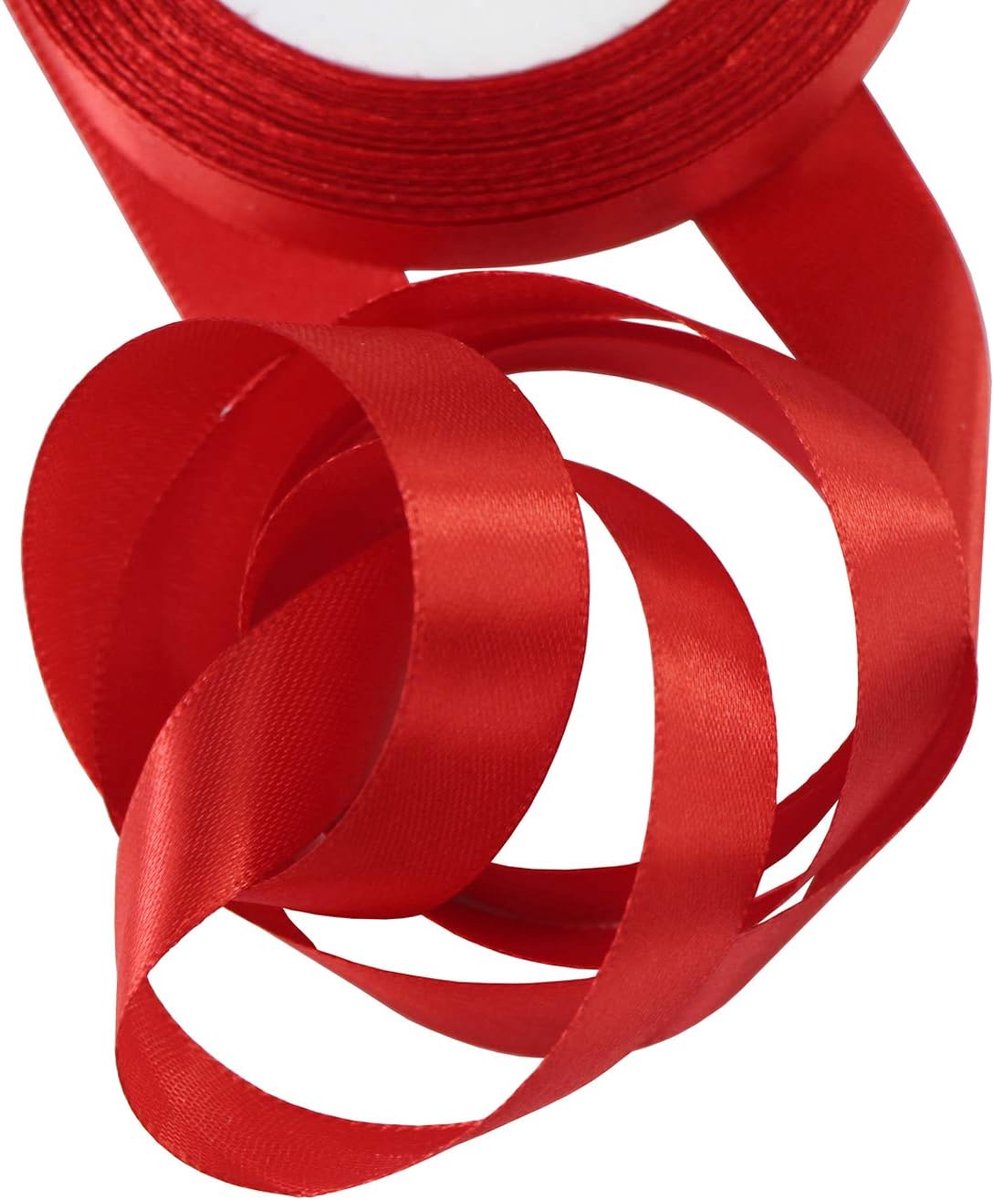 aufodara 22 meter effen satijnen lint 20 mm brede decoratie voor doe-het-zelf geschenkverpakkingen, strikken, knutselen, bruiloftsfeestaccessoires (rood, 20 mm - 24 meter)