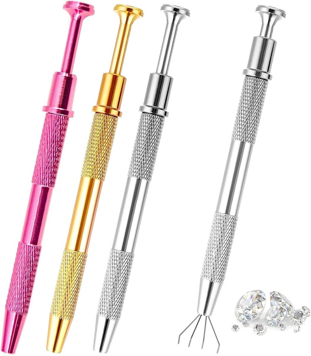 3 stuks Piercing Ball Grabber, Jeweler's Pick Up Tool, Piercing Ball Screw Holder Tool, Piercing Removal tool, Grabber Pen roestvrij staal 4 prongen Claw Pincet voor sieraden ambacht