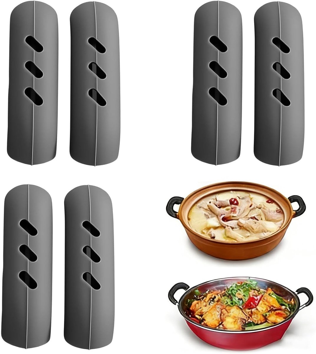 Pannenlappen siliconen 6 stuks - antislip - hittebestendig - veilig voor hete pannen - SnelShoppen