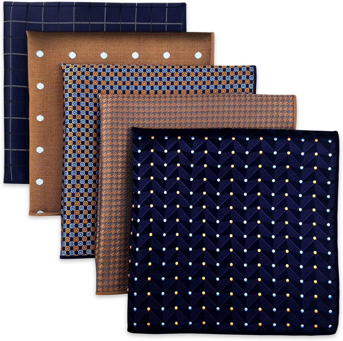 SHLAX&WING 5 stuks geassorteerde heren pochet zakdoeken set Pochetten voor heren