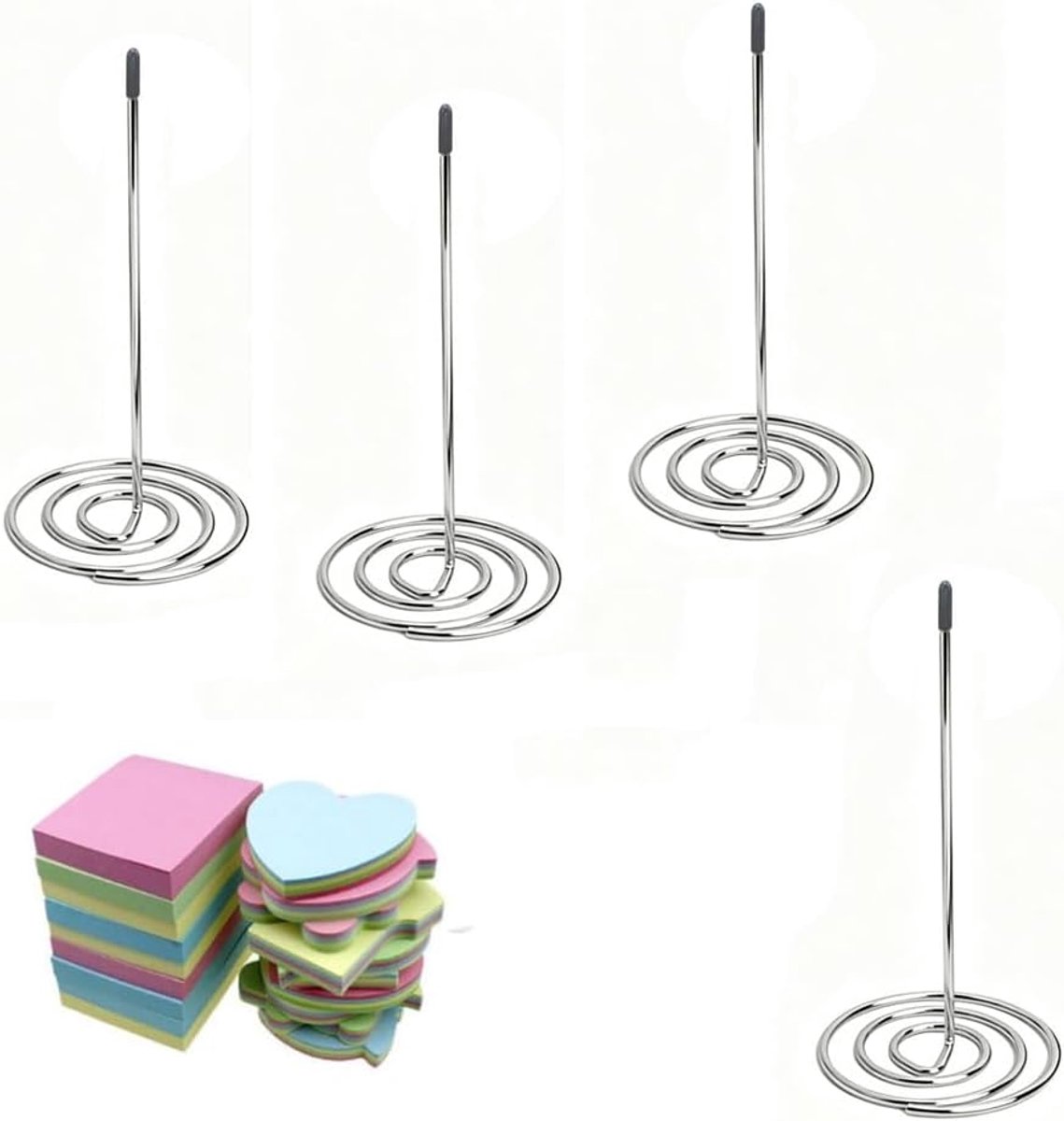 4 stuks spikes voor kwitanties, factuurvork, memohouder, kwitantiehouder, voor restaurants, cafés, kantoren, keuken (zilver)