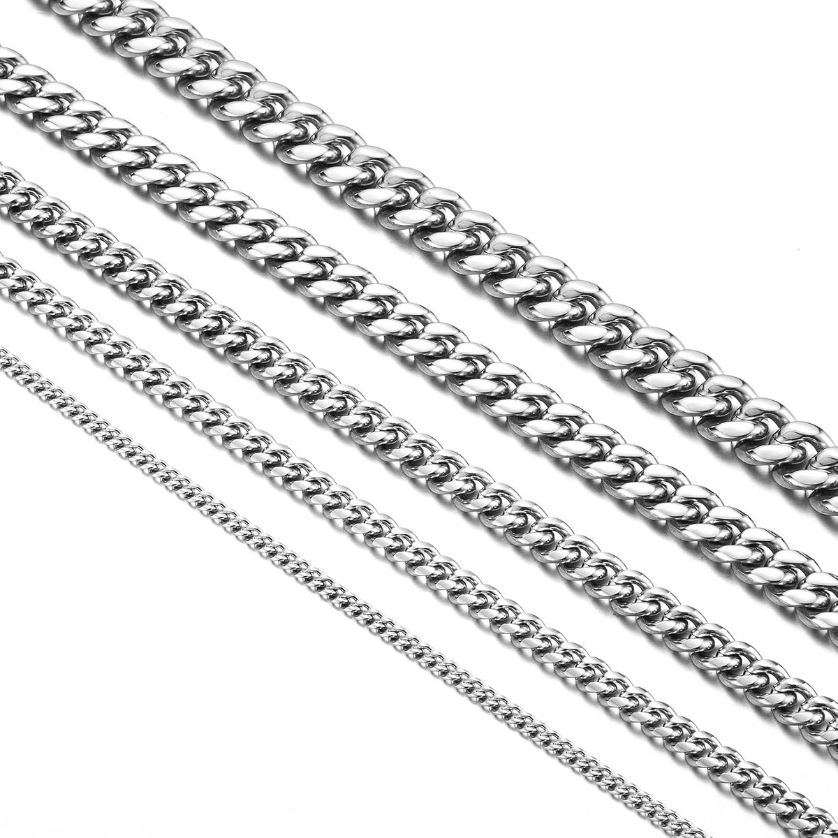 Cubaanse ketting voor dames en heren, 4/6/8/10/12mm breedte, 40/50/60/70/80 cm lengte, roestvrij staal met geschenkdoos