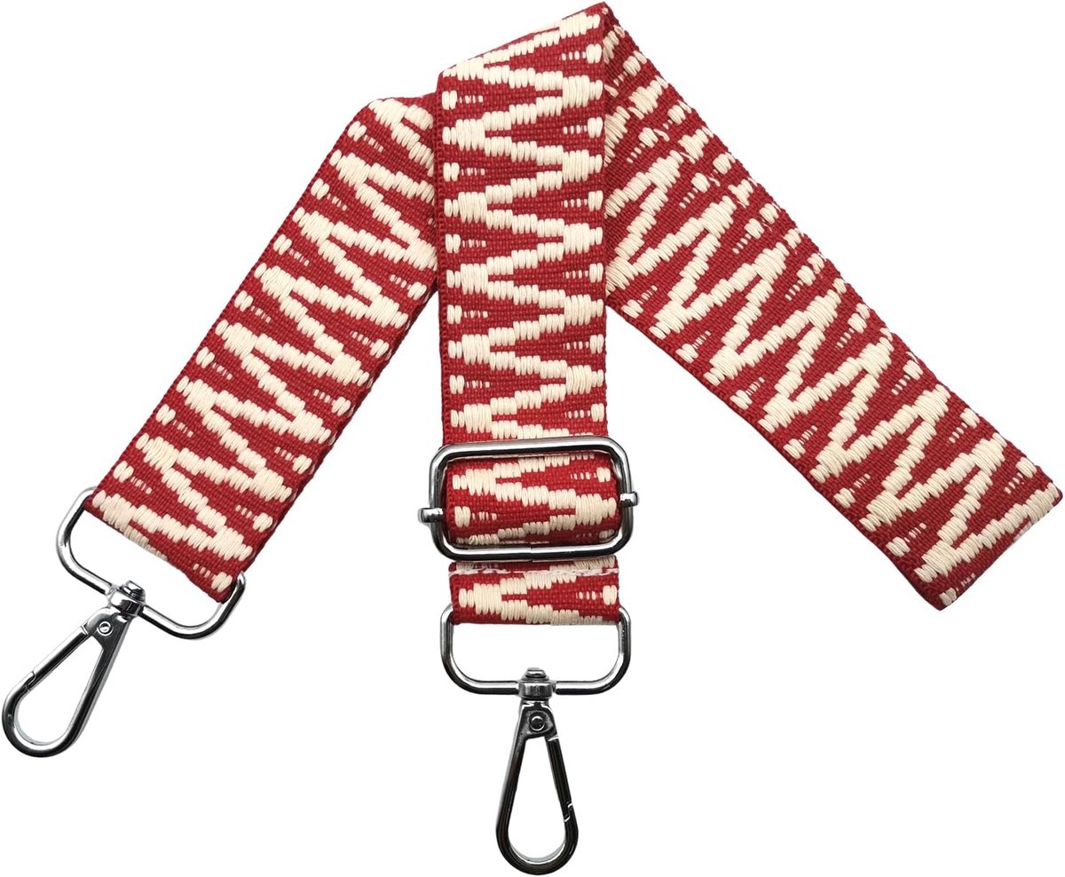 Tasriemen om te wisselen, verstelbare schouderriem voor tas, tasriem, breed, 3,8 cm, met zilveren karabijnhaak, schouderriem, tasband, draagriem voor handtassen, rood, S5