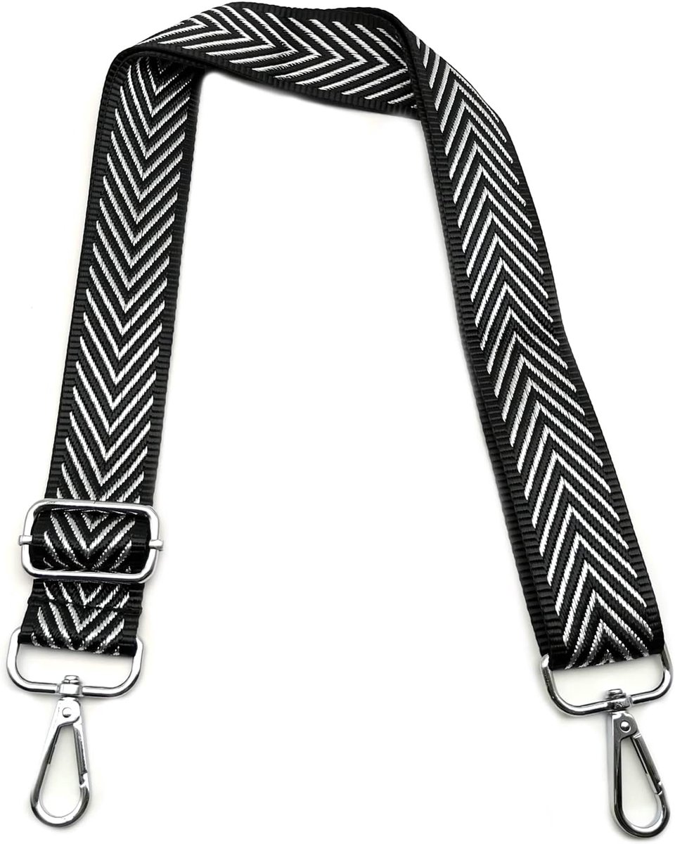 Tasriem om te wisselen, tasriem zwart 1, verstelbare schouderriem voor tassen, breed 3,8 cm, met zilveren karabijnhaak, schouderriem voor tassen, schouderriem voor damestassen