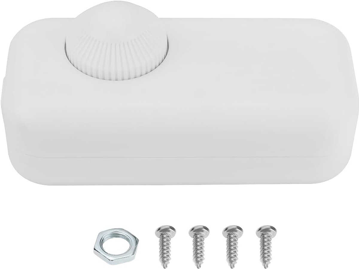 LED Dimmer Switch AC 110-240V 3-150W LED Lights Rotary Dimmer Switch Inline Dimmer Light Switch For LED Dimming Bulbs Incandescent Lamps, White