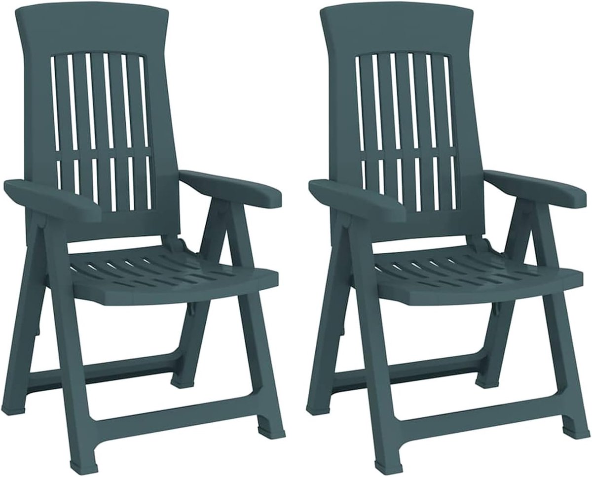 Tuinstoelen, 2 stuks, verstelbaar, tuinstoel, balkonstoel, balkonstoelen, tuinmeubelen voor tuin, balkon, terras, groen PP