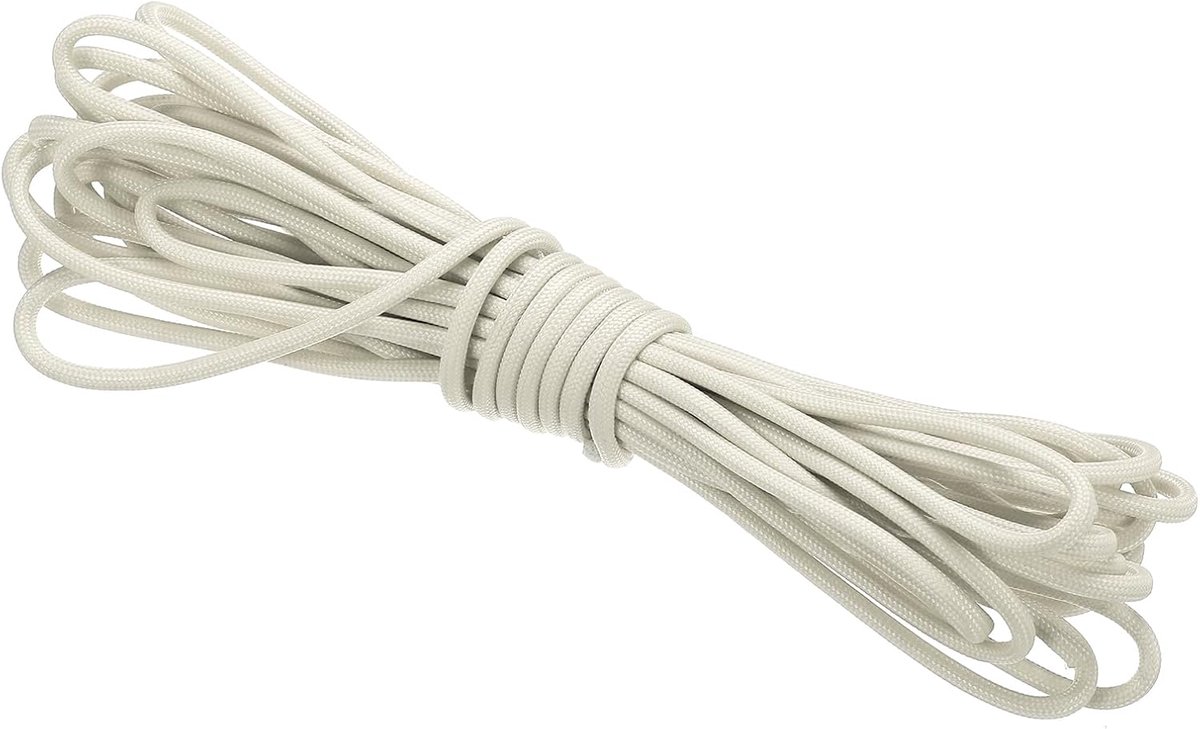 26 Voeten Reflecterende Guyline Camping Paracord, 4 mm Tent Cord Guyline Touw Nylon Paracord Touw voor Camping Tent Tarp Wandelen, Wit