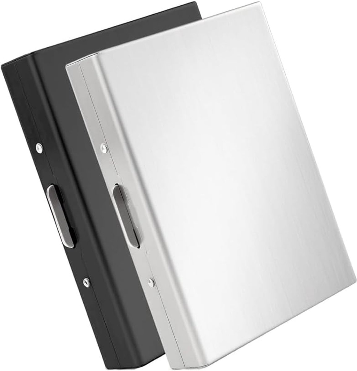 2 stuks kaartenetui creditcardhouder roestvrij staal kaarthouder bescherming visitekaartjes etui 6 vakken slim wallet voor dames en heren opslag creditcardhouder zwart en zilver