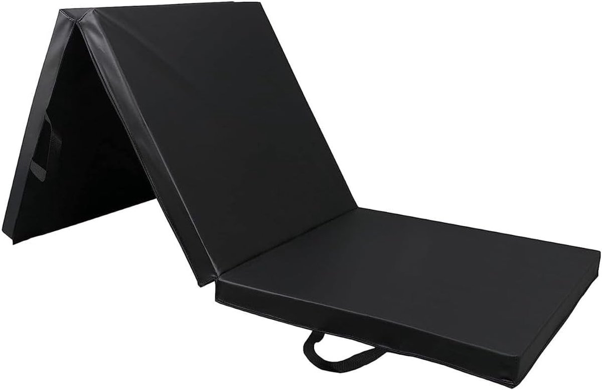 Opvouwbaar - Zwart - 180 x 60 x 5 cm - Extra Dik - Opvouwbare Yogamat - Inklapbare Fitnessmat - Vloermat voor Yoga, Meditatie, Sport en Turnen - Turnmat