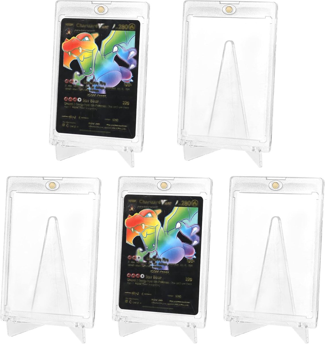 5 stuks 35PT magnetische kaarthouders, UV-bescherming, transparant, kaartenhoezen, beschermhoezen, inclusief standaard, 5 stuks, voor Magic, MTG, sport, honkbal, voetbal, harde kaartenhoezen, 5 stuks