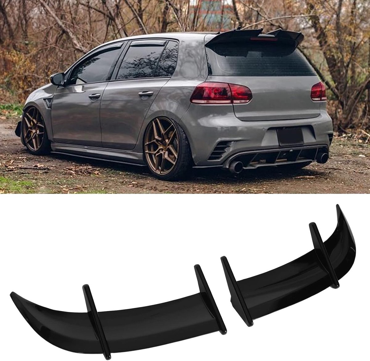 Achterspoiler, AK-stijl Auto Kofferbakspoiler, ABS Drukvermindering Staartspoiler Dekselvleugel Compatibel met MK6 GTI Modellen (Glanzend zwart)