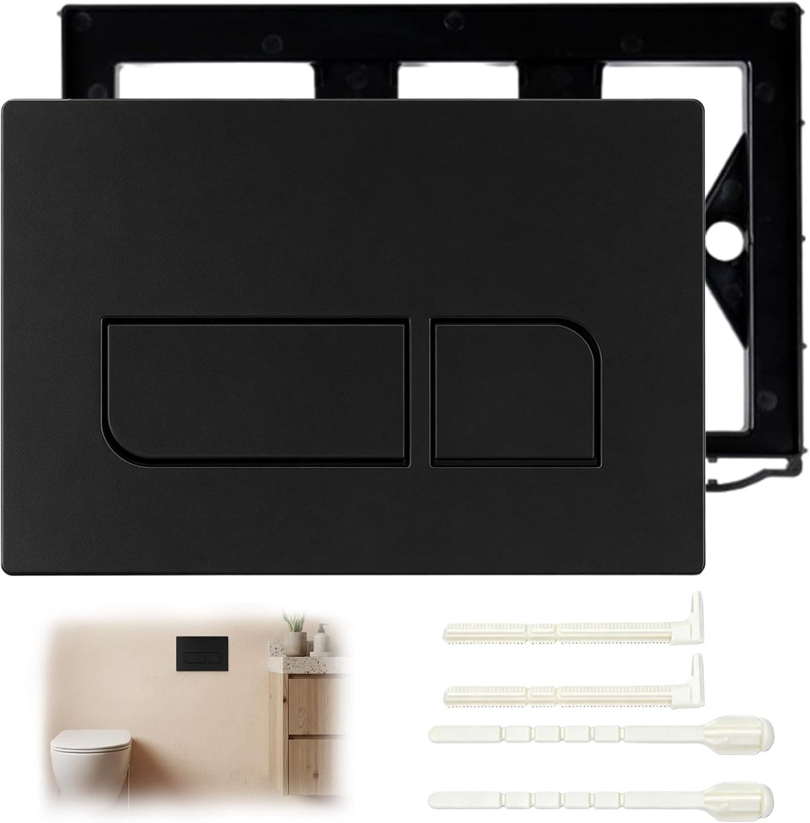 Bedieningsplaat voor toilet: bedieningsplaat met 2 knoppen, dubbele bedieningspaneel, compleet met spoelhendel en montageframe voor Geberit Sigma 01, 20, 30, 50, UP300, UP320