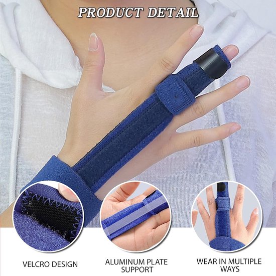 Hand- en Vingerbrace met Metalen Spalk, Zwart, 1 Stuk - Verstelbare Fingerbeugel, Vinger- en Polsondersteuning, Herstel en Pijnverlichting — afbeelding 2