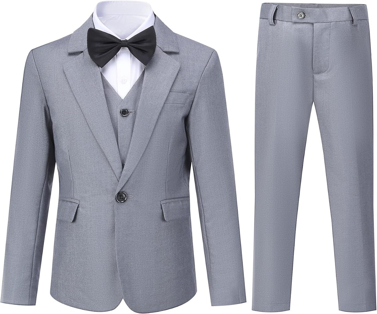 Jongens 3 stuks pak met één knoop revers kraag pak bruiloft verjaardag party prom performance pak blazer vest broek meerkleurig