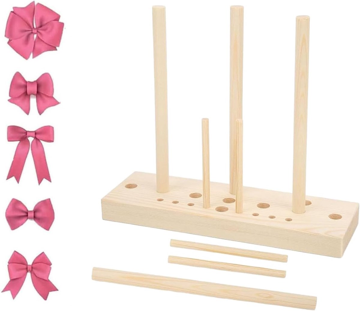 Lint Boog Maker, Houten DIY Boog Maker Voor Lint, Boog Maak Gereedschap Met Hout Bord Stokken In Meerdere Maten Voor Kransen, Cadeaubogen, Corsages