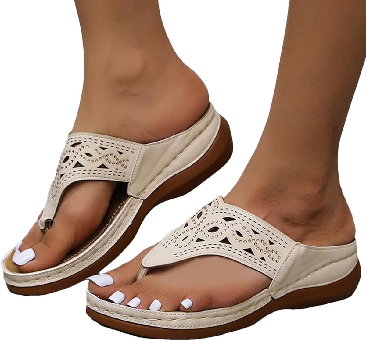 Sleehakken voor dames, Orthopedische Teenslippers Steunzool | Non-slip dikke zool casual pantoffels voor, winkelen, vakantie, dagelijks Eastuy