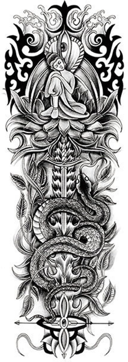 Tijdelijke sleeve tattoo buddha spiritueel 3 dagen