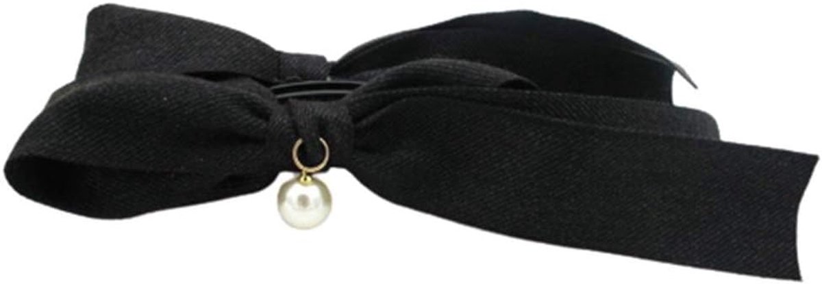 Herfst/Winter Fabric Cotton Bow hoofdtooi Banana clip haar ornament parel hanger Hairpin Top Clip hoofdtooi (Kleur : Classic black)