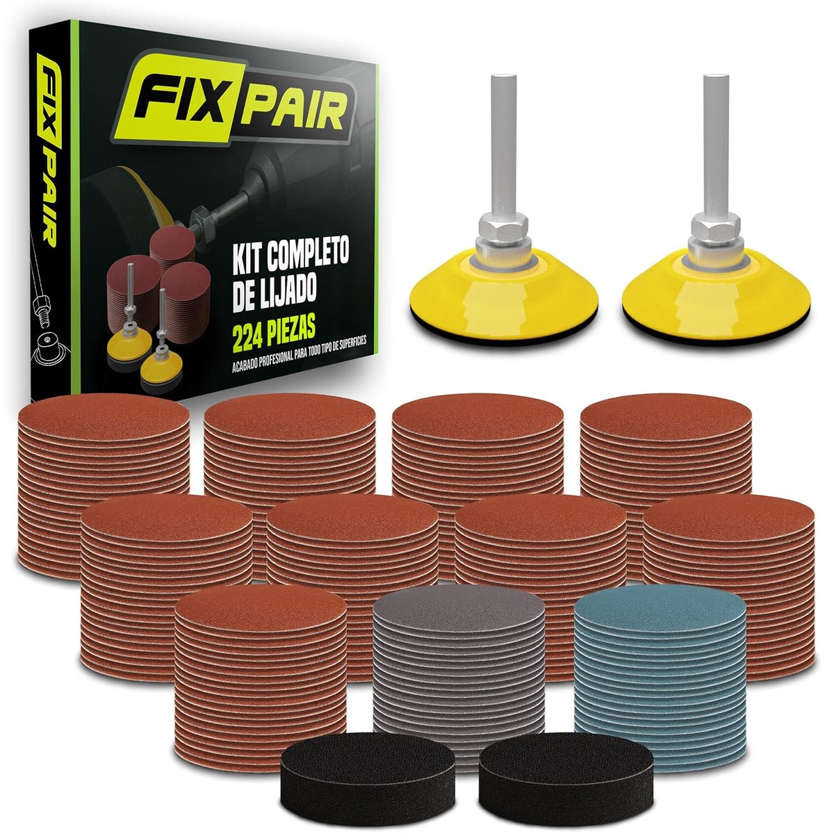 Schuurpapier set 224 stuks - 50 mm - verschillende korrelgroottes - voor professioneel slijpresultaat - ShopVlot
