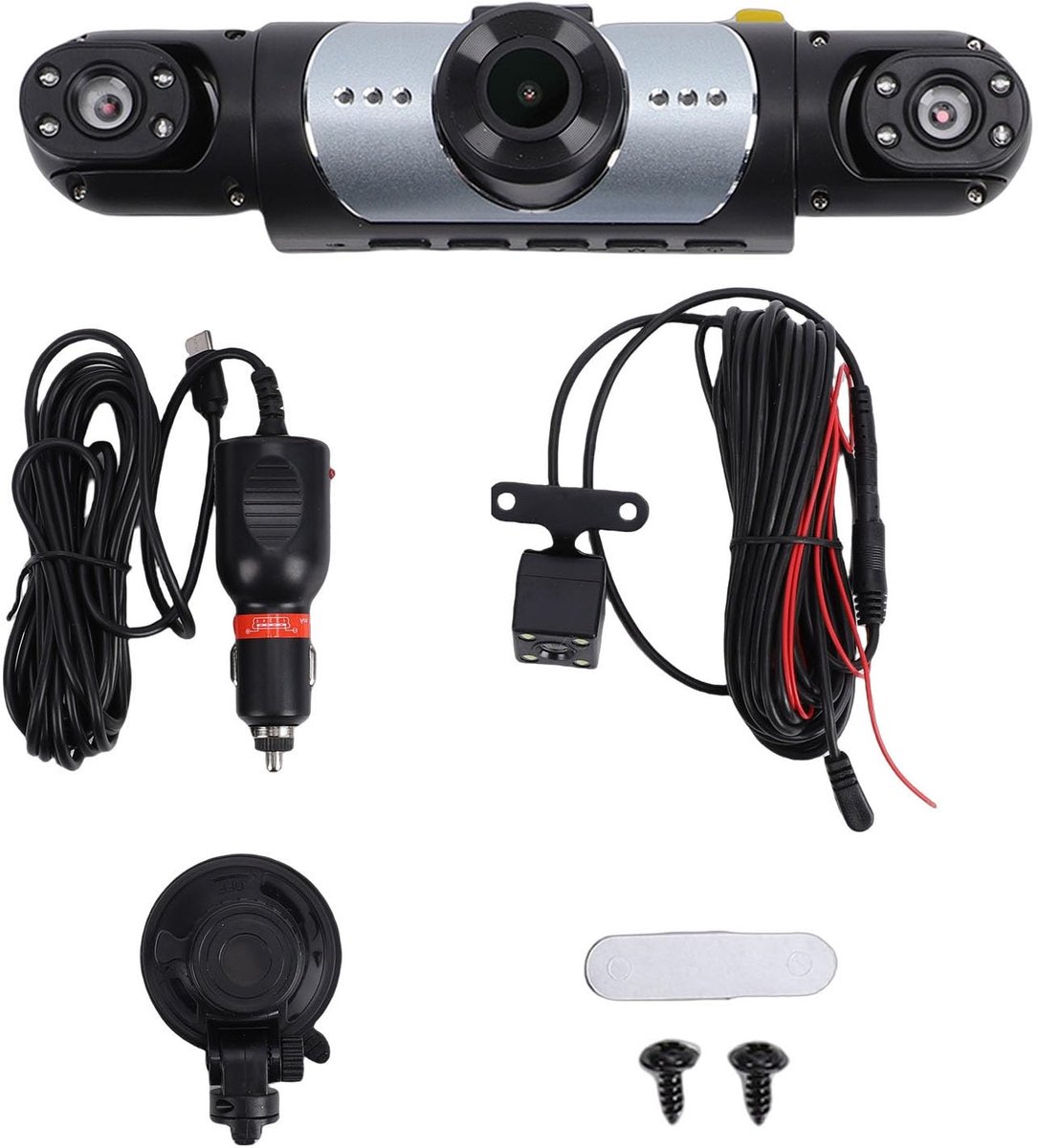 Dashboardcamera 4K UHD - achteruitrijcamera - wifi-app - 4-kanaals lusopname voor auto, vrachtwagen, bus - ShopVlot