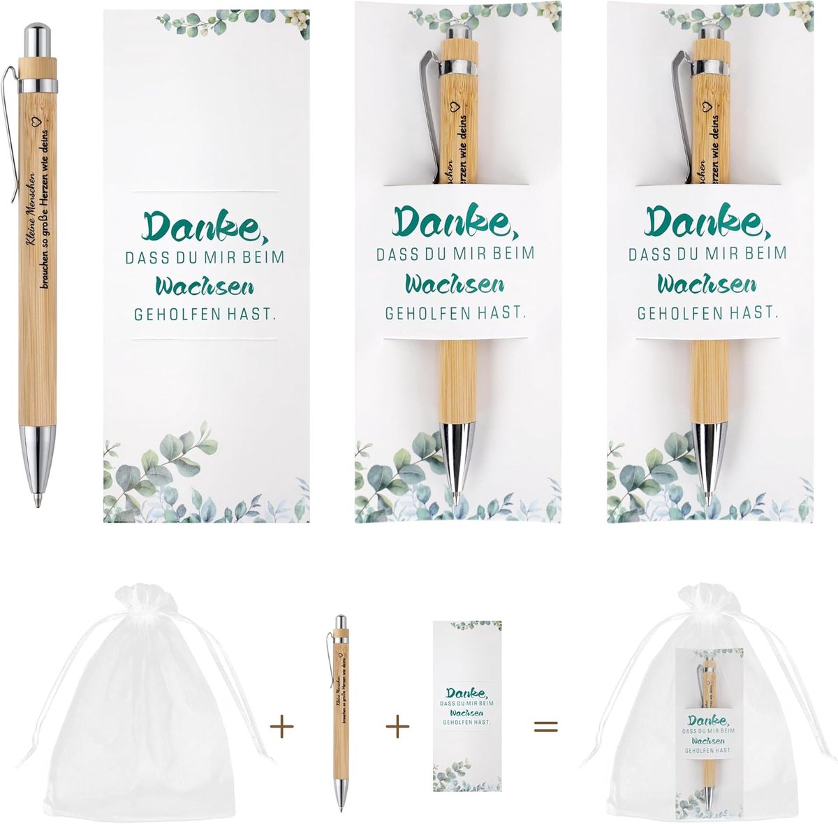 Set van 3 balpennen - Hout - Geschenzakje - Perfect afscheidscadeau voor leraren - ShopVlot