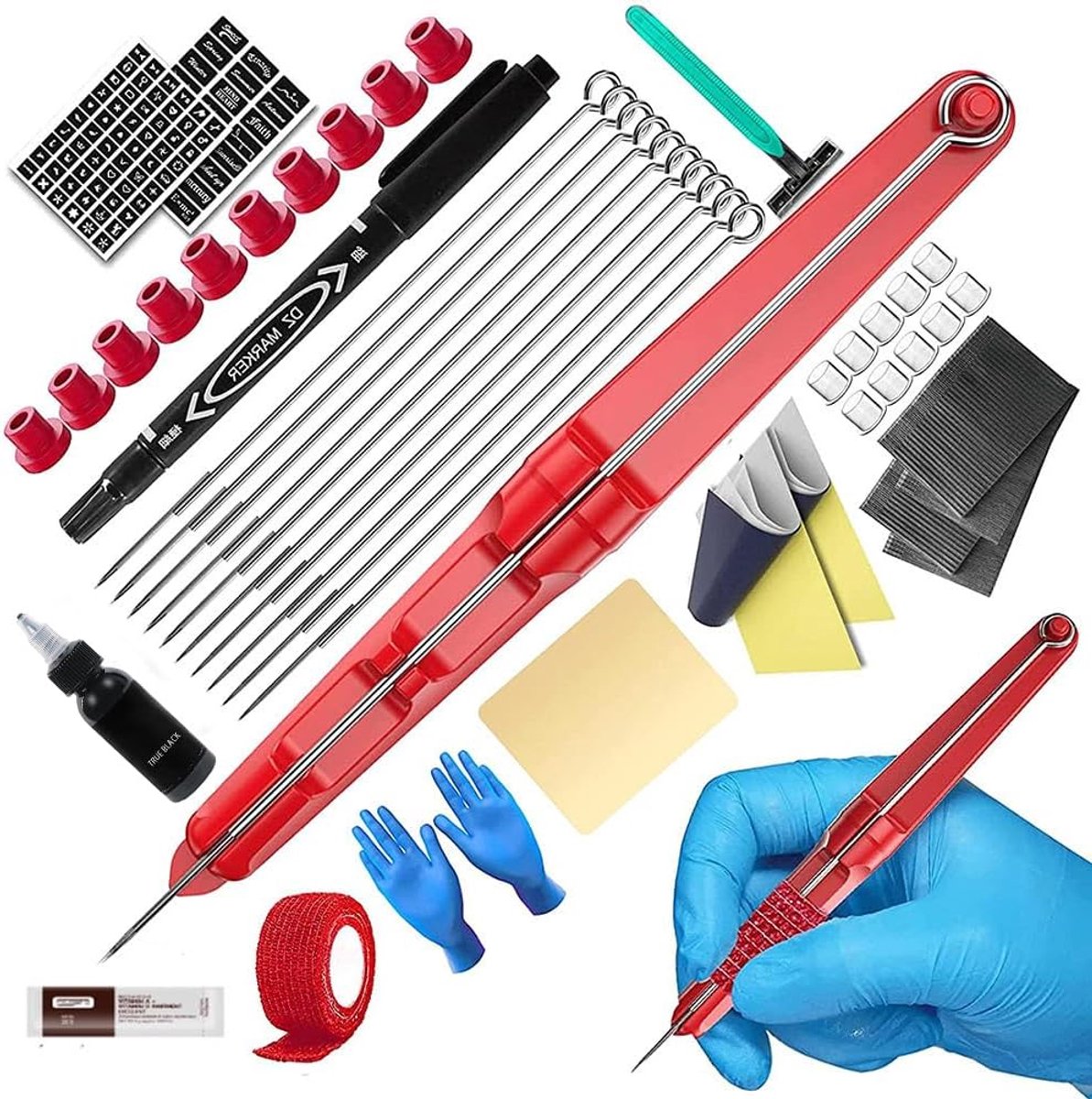 Stick and Poke Set - DIY handpoke kit - 10 naalden en transferpapier - ideaal voor beginners - ShopVlot