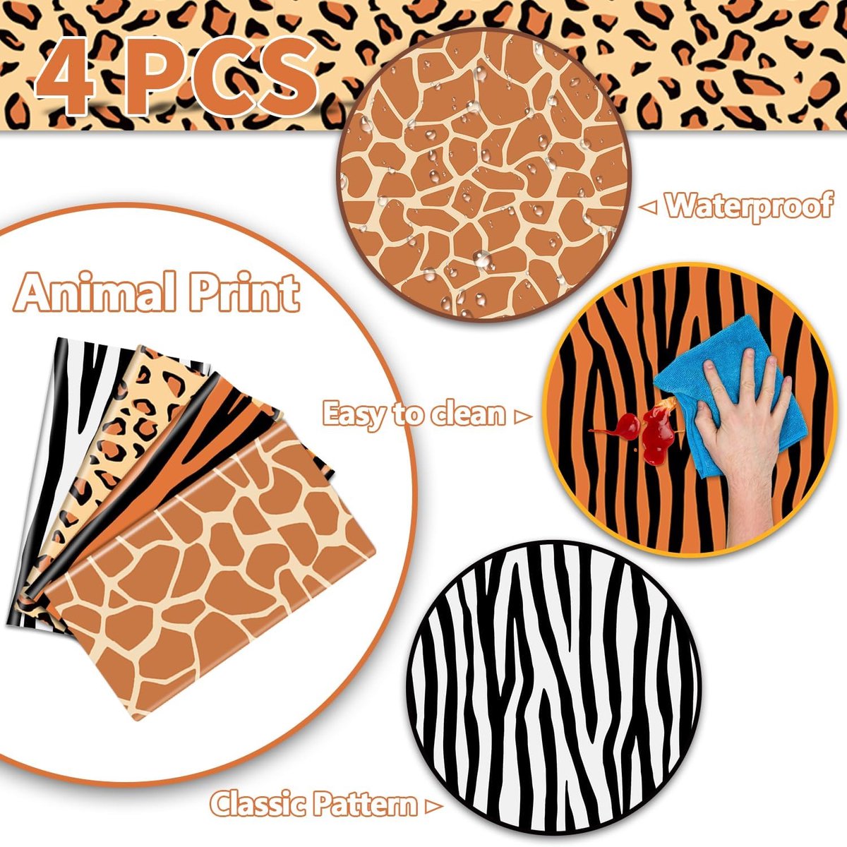 Tafelkleed Safari 130 x 201 cm - Dierenvriendschap - Junglepatroon - Perfect voor babyshowers - ShopVlot