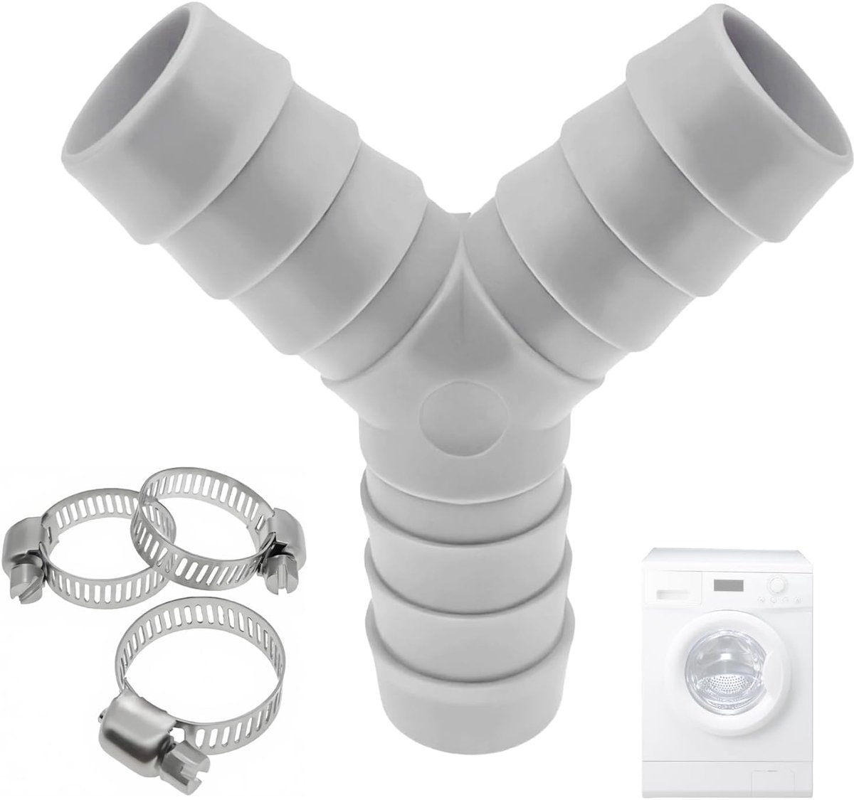 Y-splitter 20 mm - grijs - 3 weg aansluitingen - ideaal voor wasmachine en vaatwasser - ShopVlot