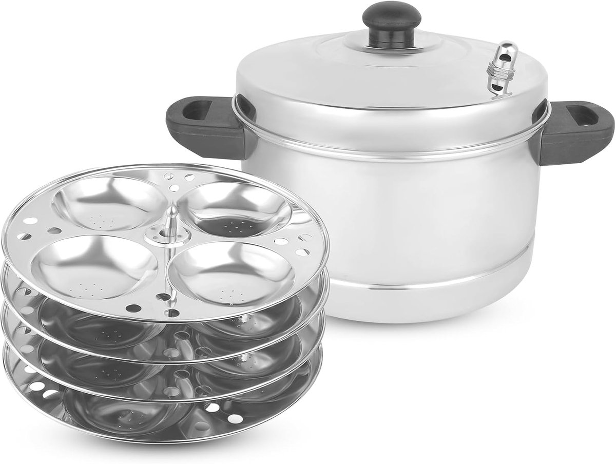 Idli Cooker 4 Platen - RVS - Maximaal 16 idli's - Ideaal voor Indiaas koken - ShopVlot
