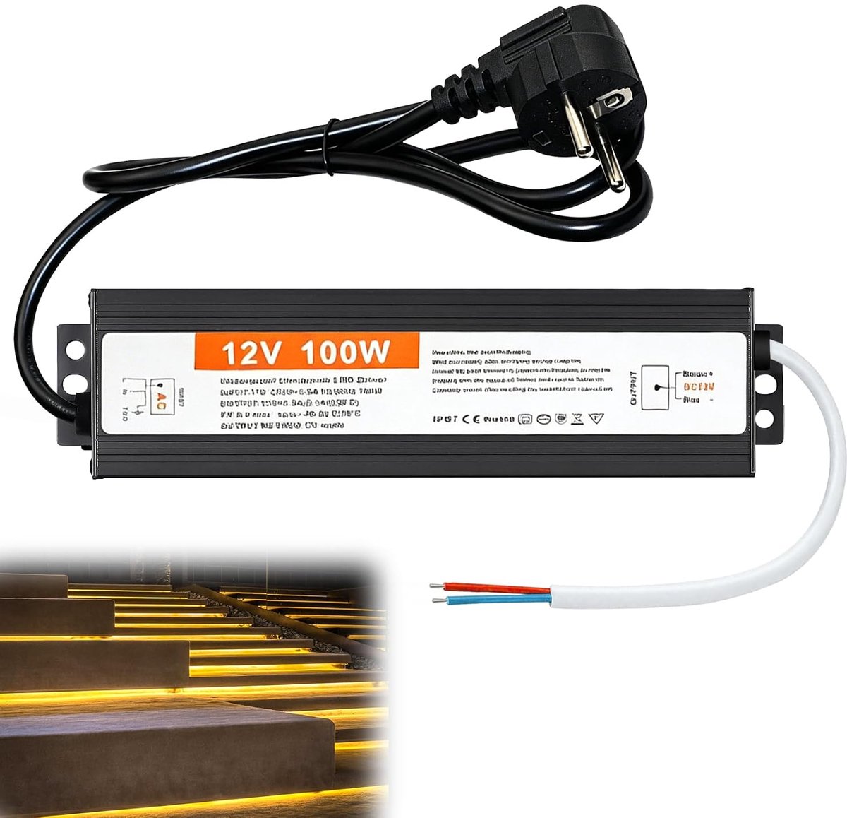 Transformator 250 V 12 V - waterdichte LED driver - constante spanning - ideaal voor verlichting - ShopVlot