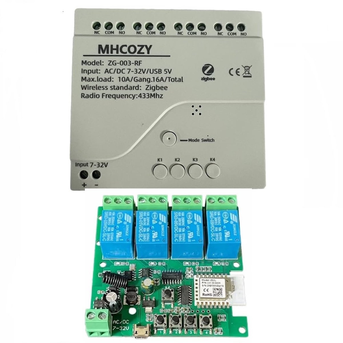 ZigBee relais schakelaar 4 kanaals 12V - slimme timer schakelmodule - werkt met Alexa en Google Home - ShopVlot