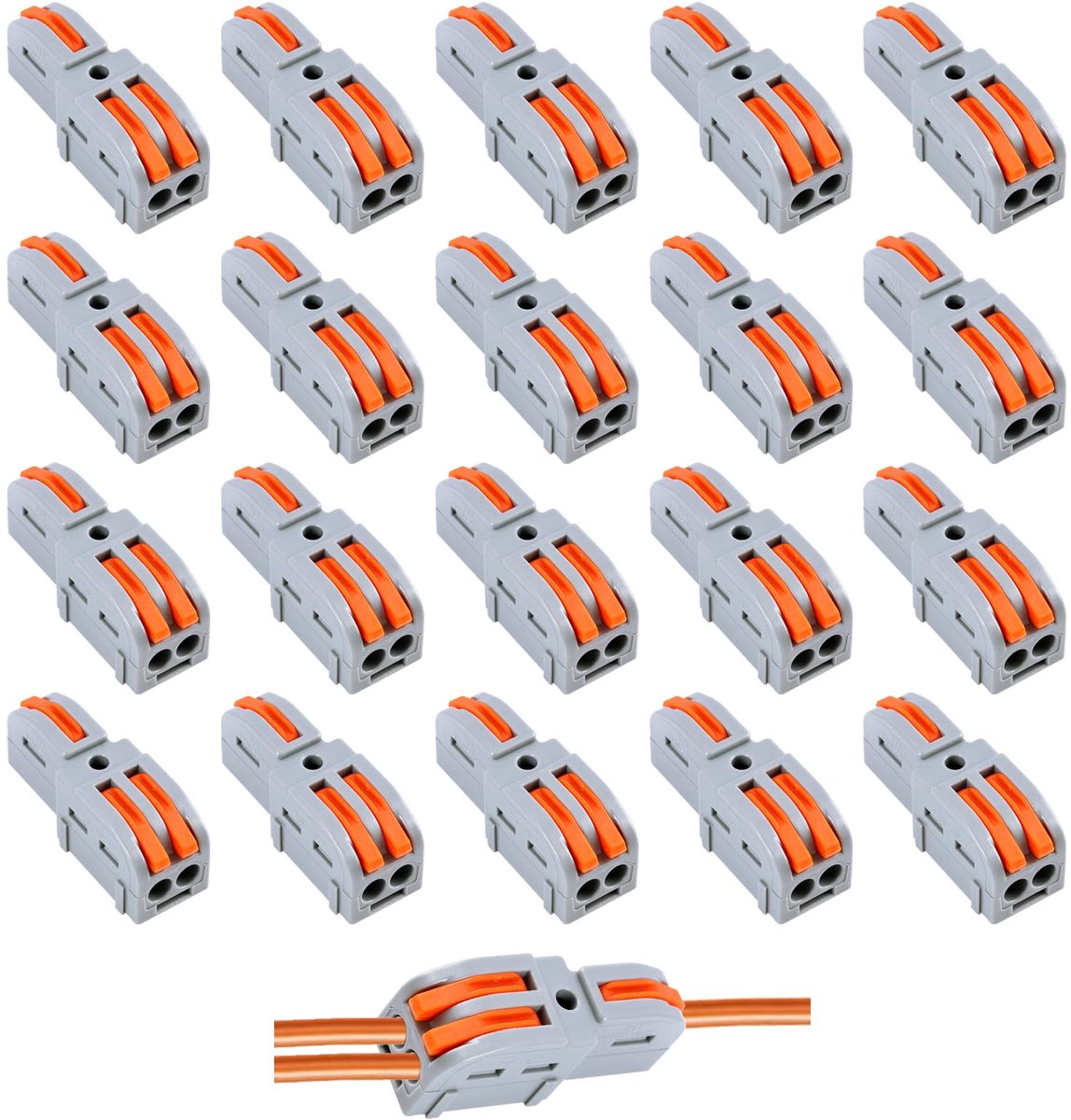 Elektrische connectoren 20 stuks - compacte steekklemmen - 1 in 2 uitgang - ideaal voor knutselprojecten - ShopVlot