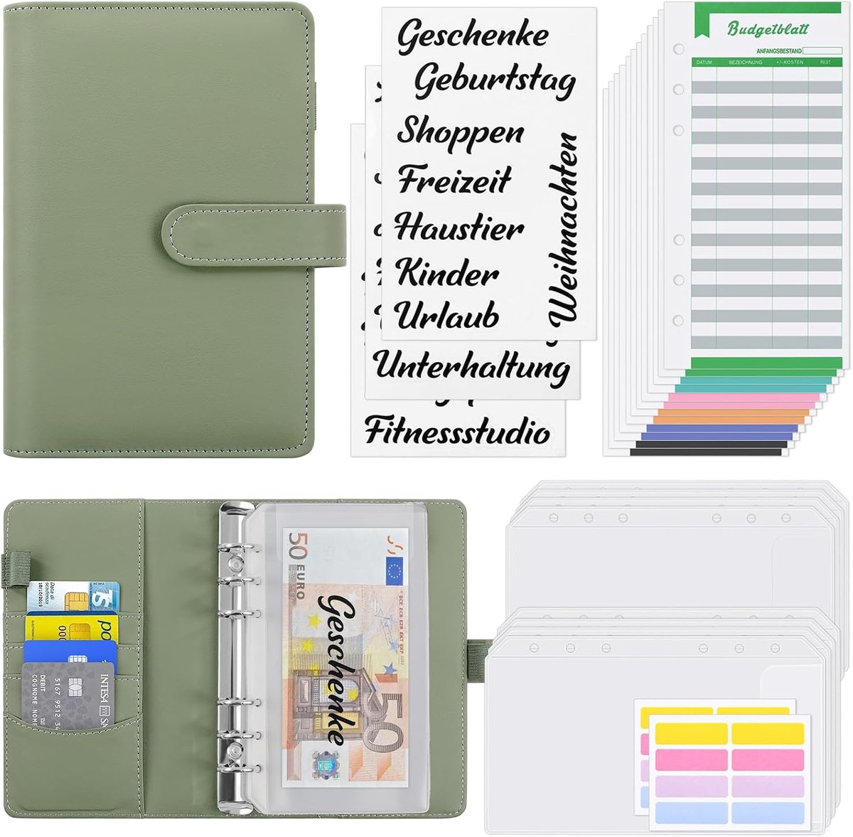 Budget Planner A6 - PU leren binder - met geld-enveloppen en budgetbladen - optimaliseer je financiën - SnelShoppen