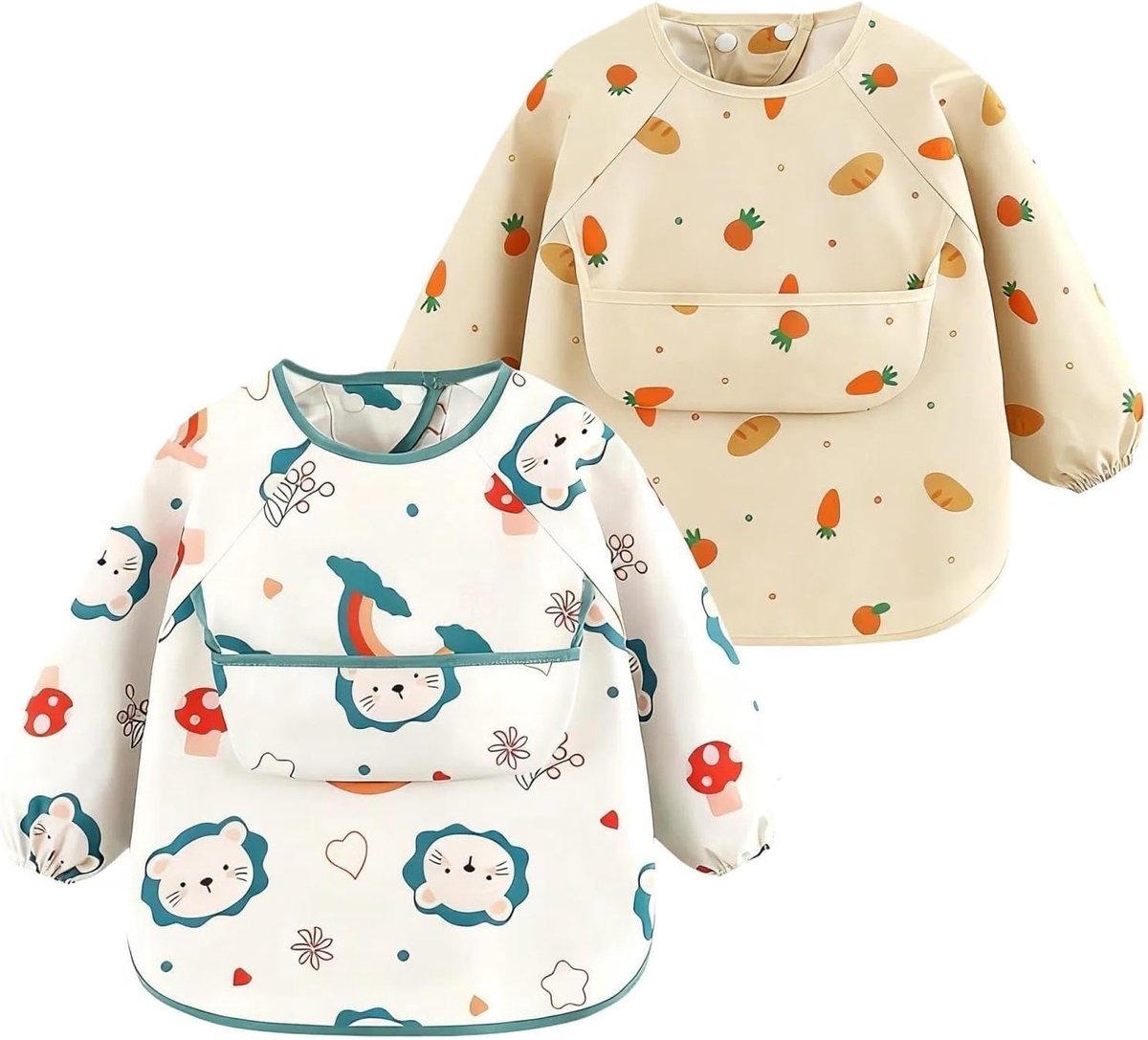Babyslabbetjes met Mouwen - 2 Stuks - Waterdicht - Ideaal voor Eten en Spelen - SnelShoppen