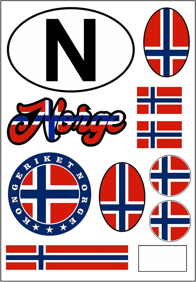 Sticker set Noorwegen - 10-delige stickers - waterdicht vinyl - ideaal voor auto en motorfiets - ShopVlot