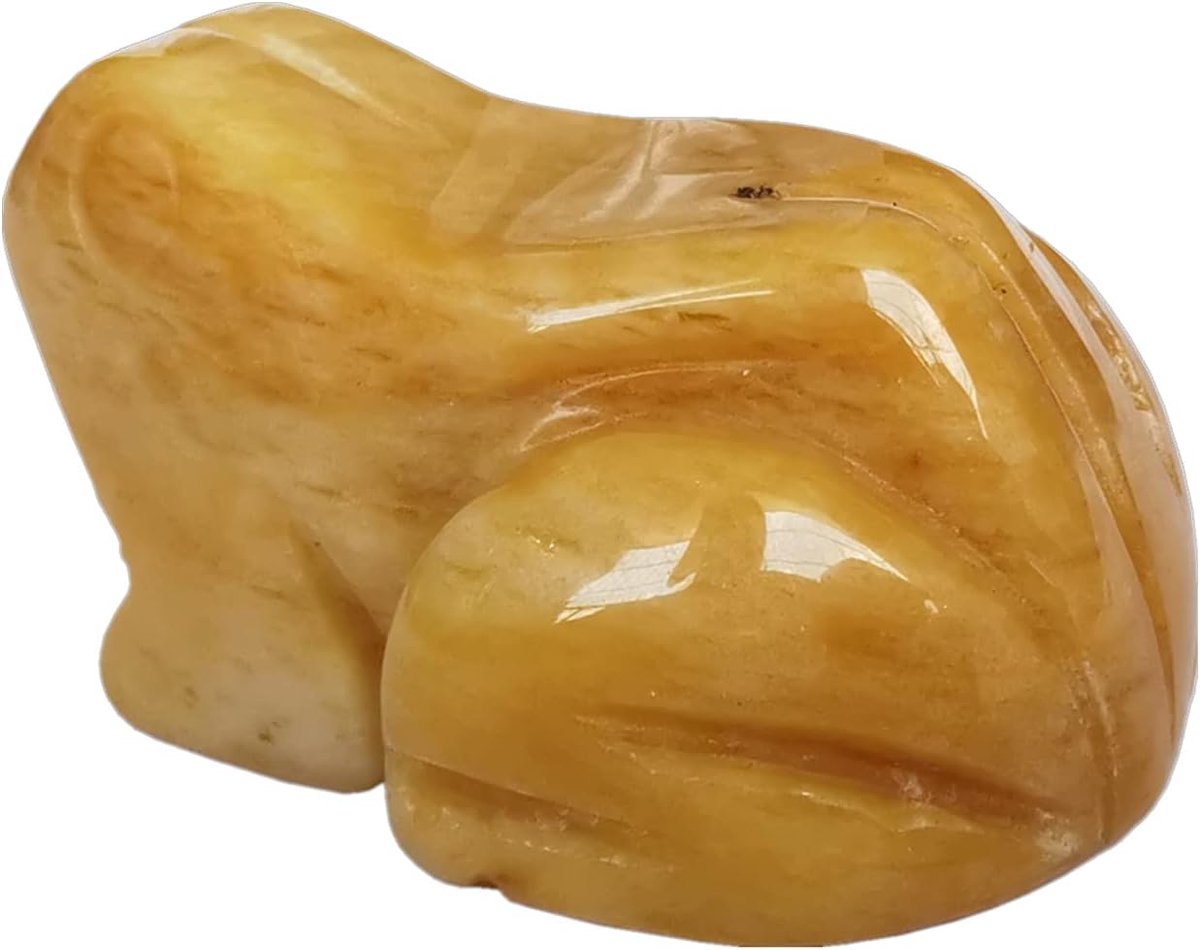 Kikker kristallen 38 mm - natuurlijke gele jade - handgesneden decoratie - symbool voor moederschap - ShopVlot