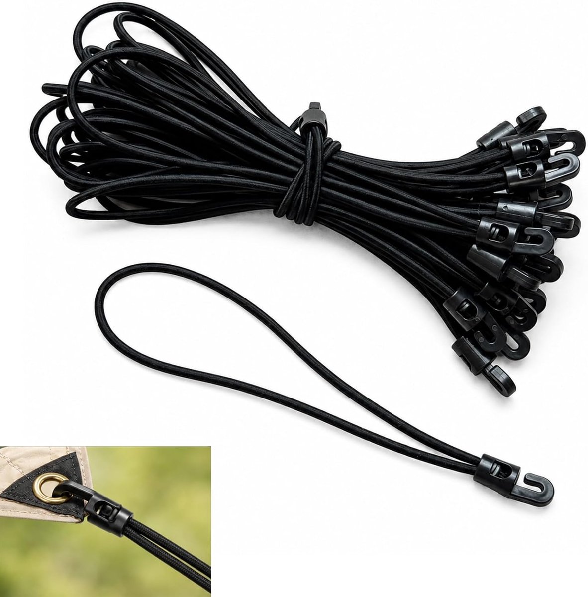 Spanbanden 25 Stuks 26 cm - Elastische Expanders met Kunststofhaken - Krasvast - Ideaal voor Kamperen - ShopVlot