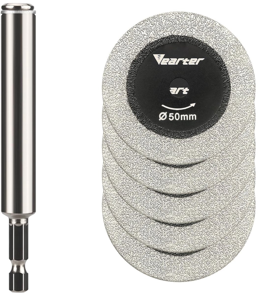 Glassnijschijf 50mm - Dubbelzijdig diamant snijwiel - 5 stuks - Perfect voor tegels en stenen - ShopVlot