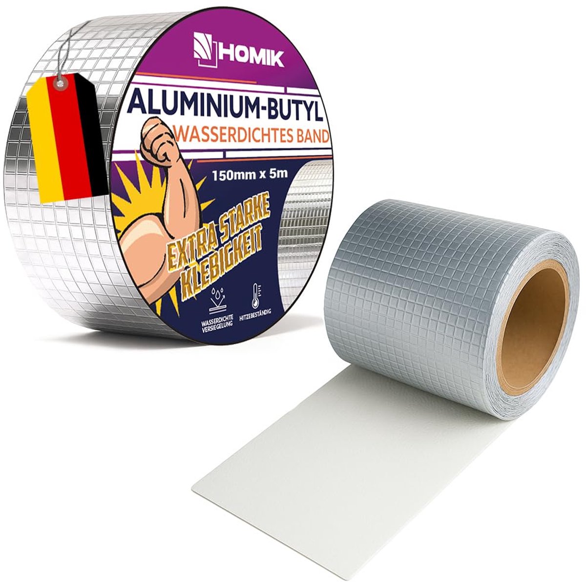 Butyl tape 15 cm x 5 m - aluminium - UV-bestendig - waterdicht voor dakreparaties - ShopVlot