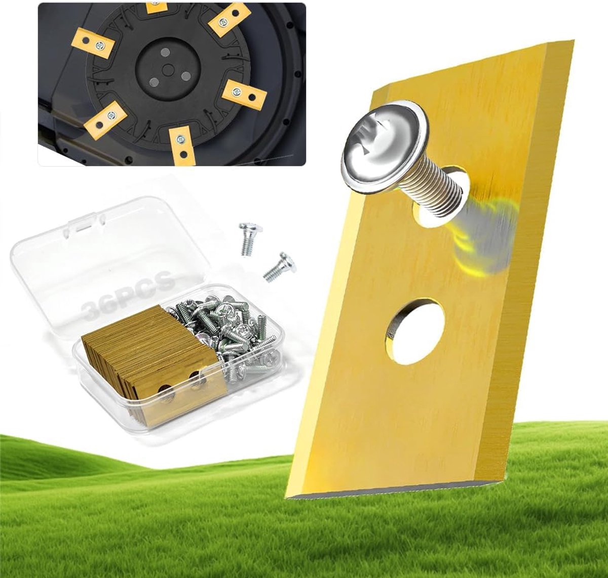 Robotic lawnmower blades 36 stuks - titanium vervangbladen - duurzaam en scherp - eenvoudig te monteren - ShopVlot