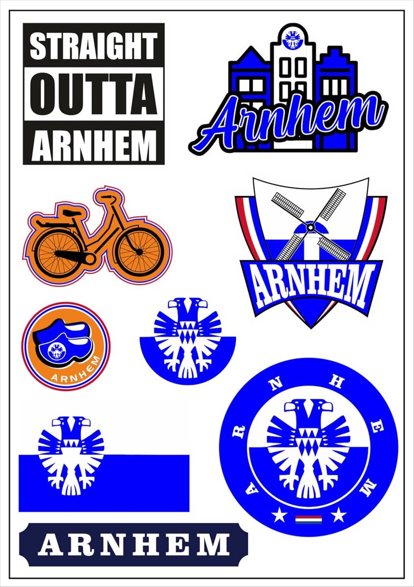 Stickerkaart Arnhem Nederland 9-delig - Vinyl - Waterdicht - Voor auto en motor - ShopVlot