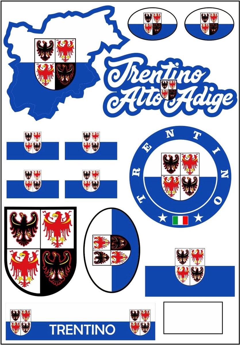 Trentino Italië sticker set - 13-delige vinyl stickers - weerbestendig - versier je auto of motor - ShopVlot