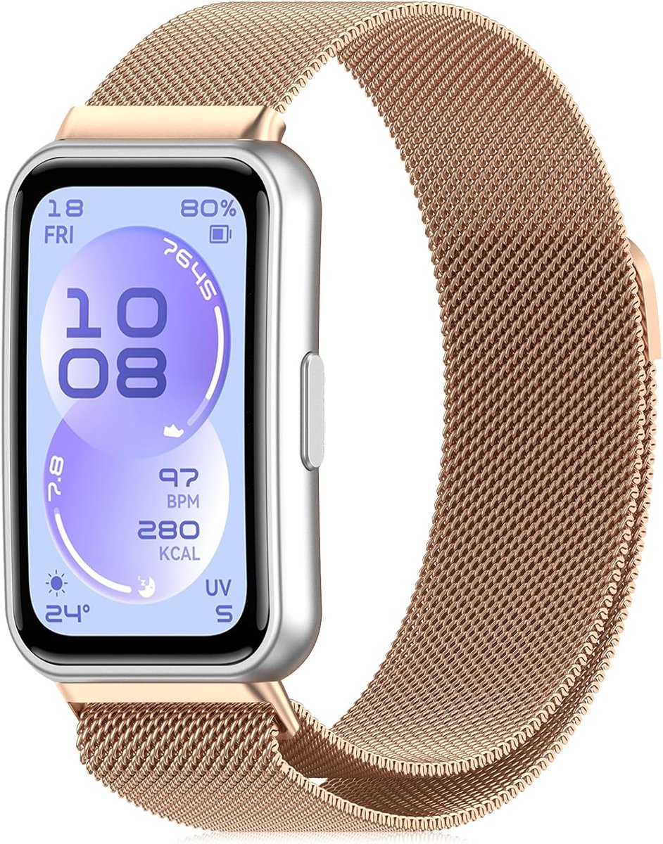 Horlogeband voor Huawei Band 11/11 Pro - verstelbare roestvrijstalen magnetisch - roségoud - stijlvol en comfortabel - ShopVlot