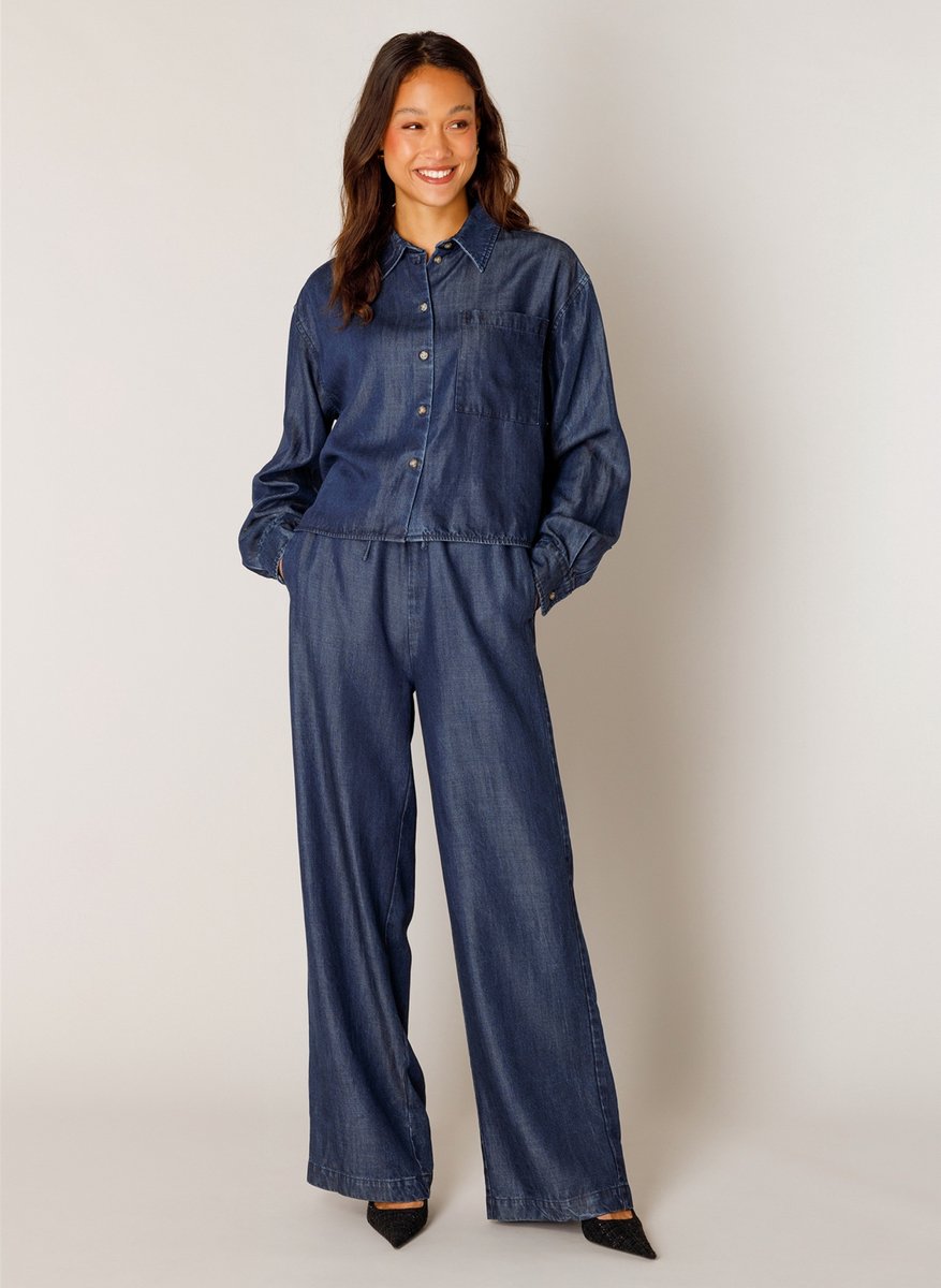 BASE LEVEL Bea denim Blouses - Mid Blue - maat 44